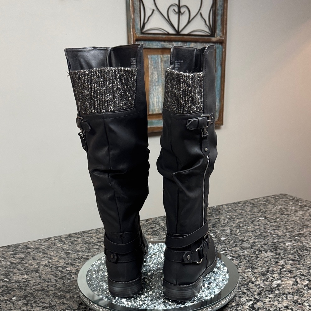 XOXO Black Textured sweater riding Boots NWOT 9.5 - Picture 7 of 12